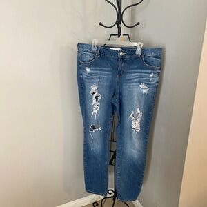Torrid Blue Skinny Distressed Jeans
